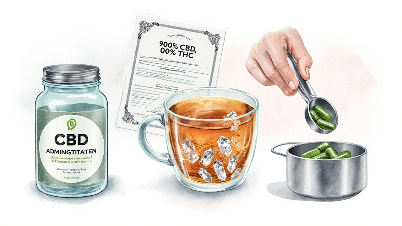 Tři způsoby podávání CBD: pod jazyk, do čaje a do kapslí.