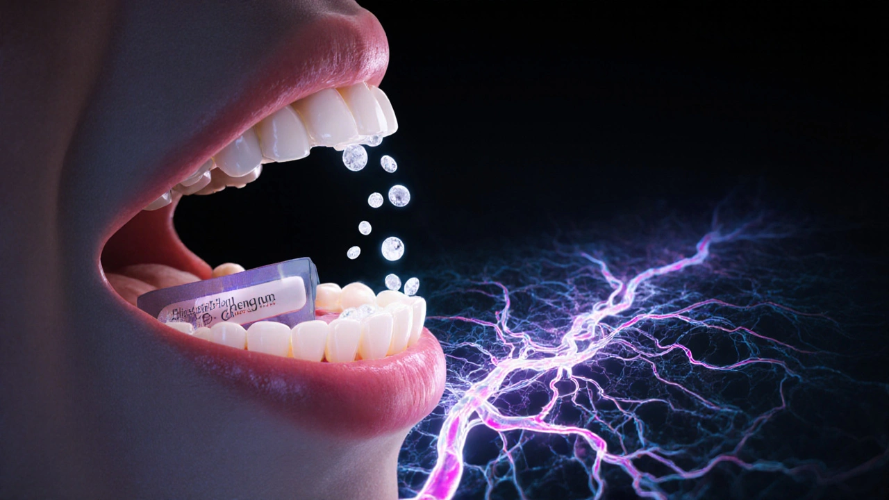 CBD žvýkačka se roztává, s částicemi cestujícími přímo do krevního oběhu, minulostí játra.