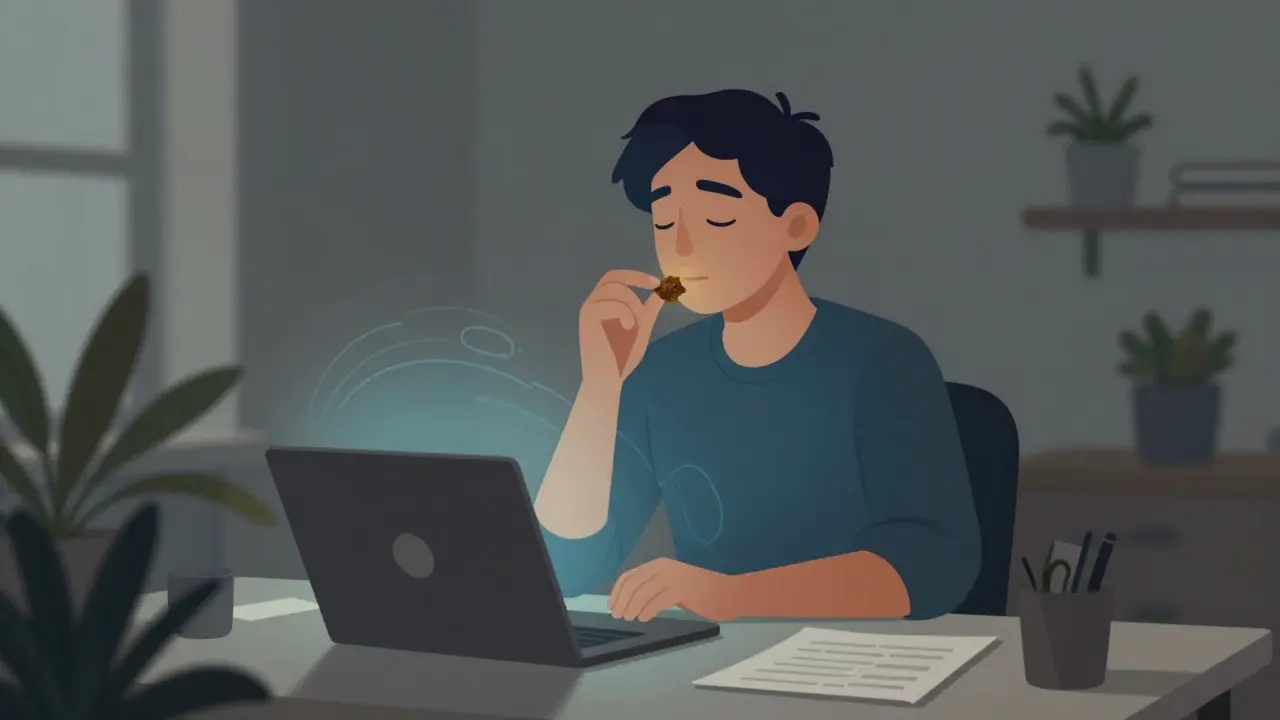 Odpoledne v kanceláři s CBD crumble a klidnou energií