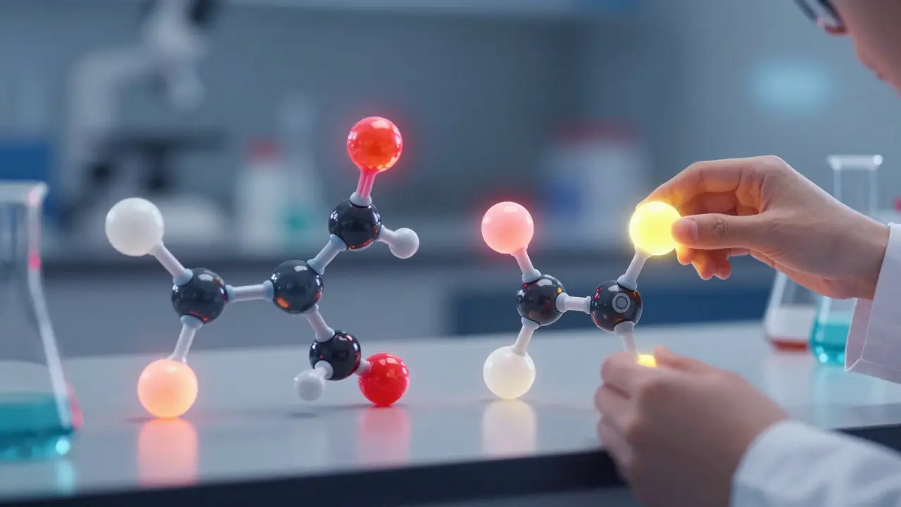 Dva molekulární modely s různými alkylovými řetězci