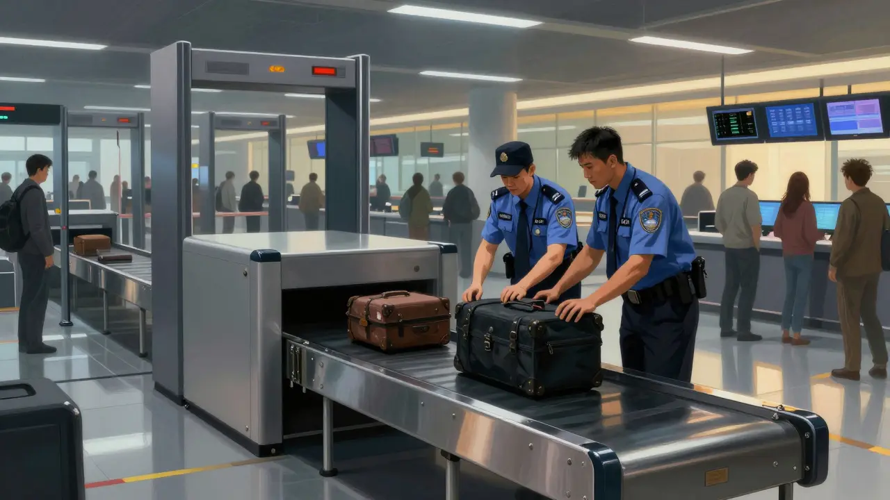 Bezpečnostní kontrola na letišti s důvěrnými zařízeními