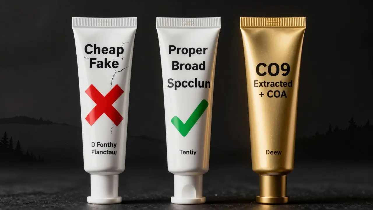 Tři CBD krémy: falešný, kvalitní a nejlepší s označením CO2 extrakce.