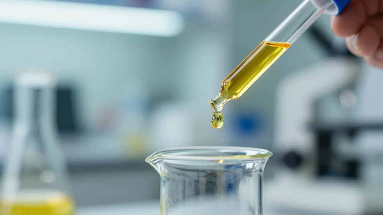 Detail kapky kanabinoidního oleje v moderní laboratorní srovnání.