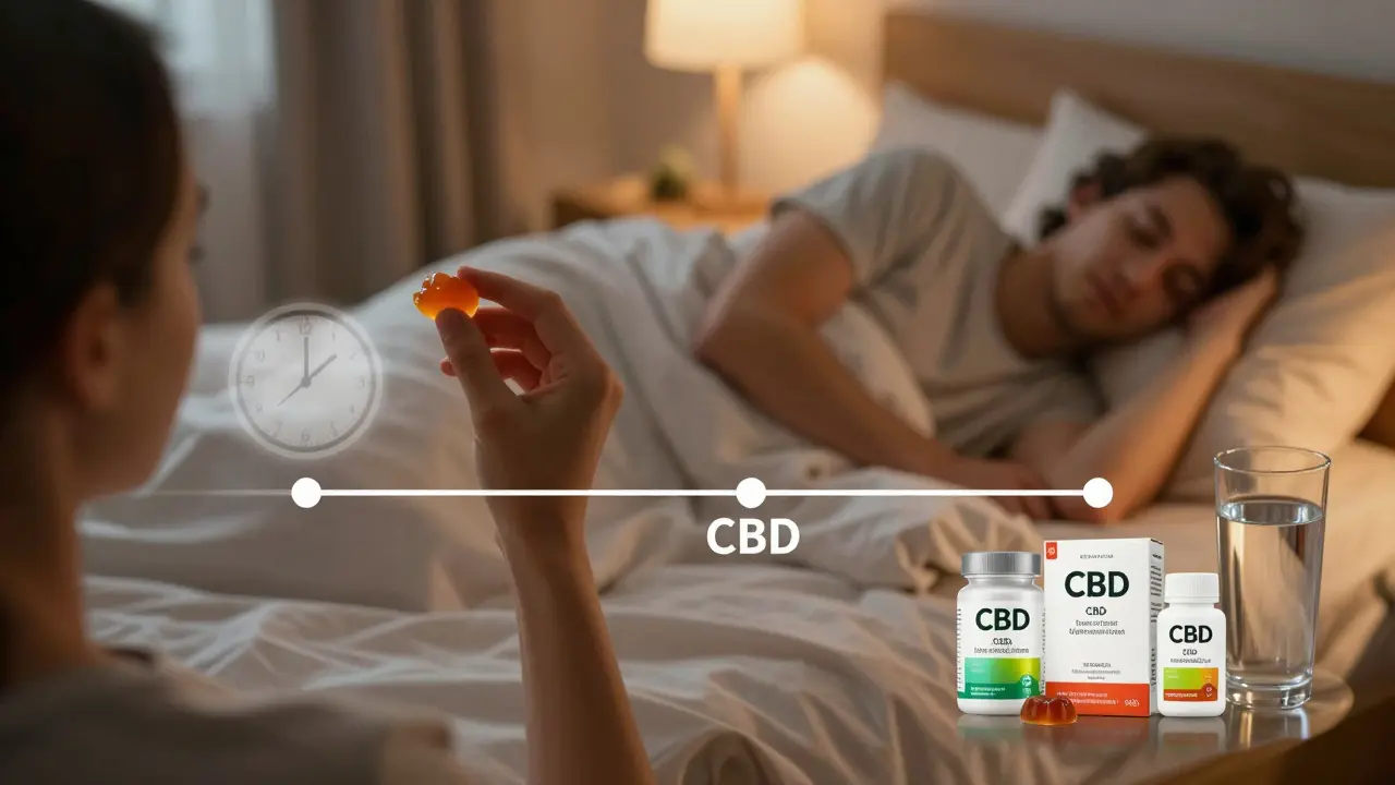 Člověk relaxující večer a spící klidně po užití CBD produktu