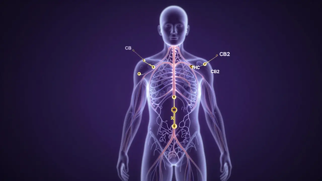 Interakce HHC s endokanabinoidními receptory v těle