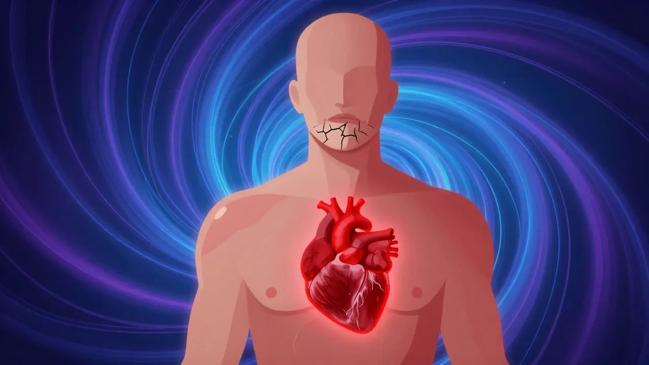 Abstraktní ilustrace fyzických příznaků přehnaného užití THC