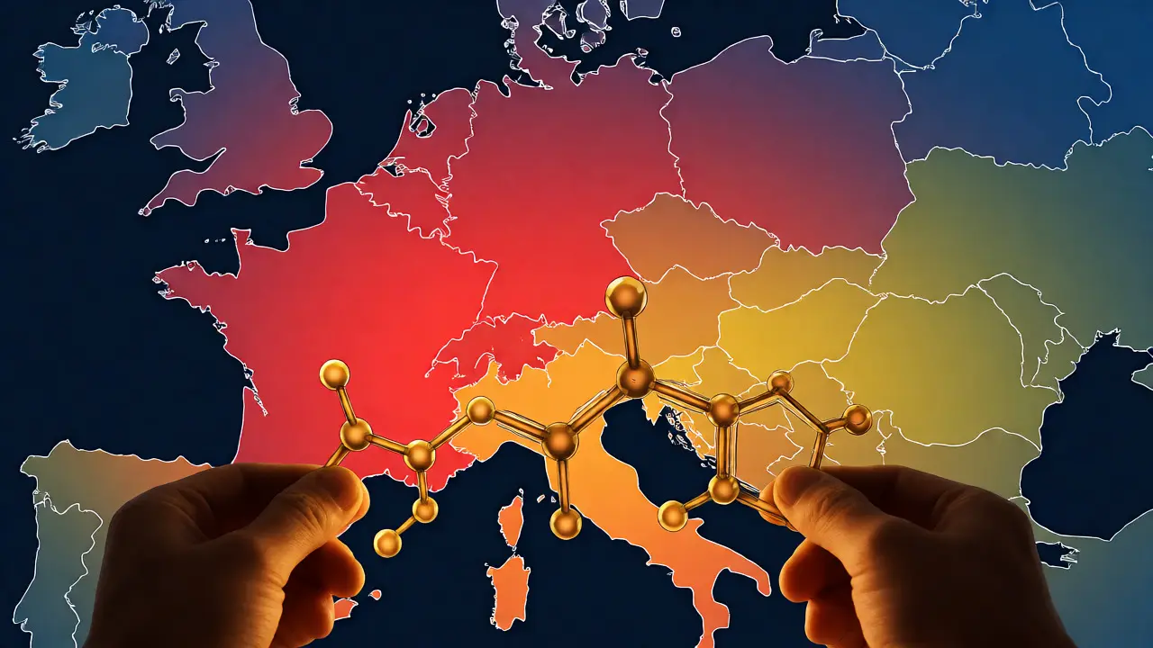 Mapa Evropy znázorňující rozdílný právní status HHC v různých zemích
