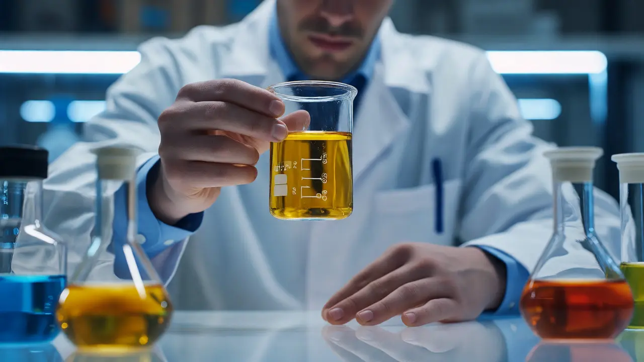 Vědec testující čistotu CBD extraktu v laboratoři